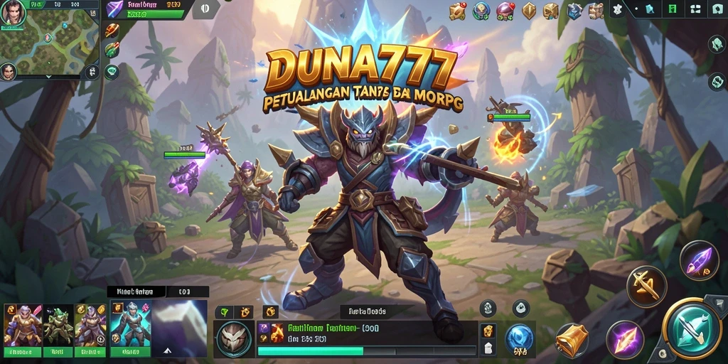 Screenshot DUNIA777 menampilkan pertempuran epik di dunia MMORPG.