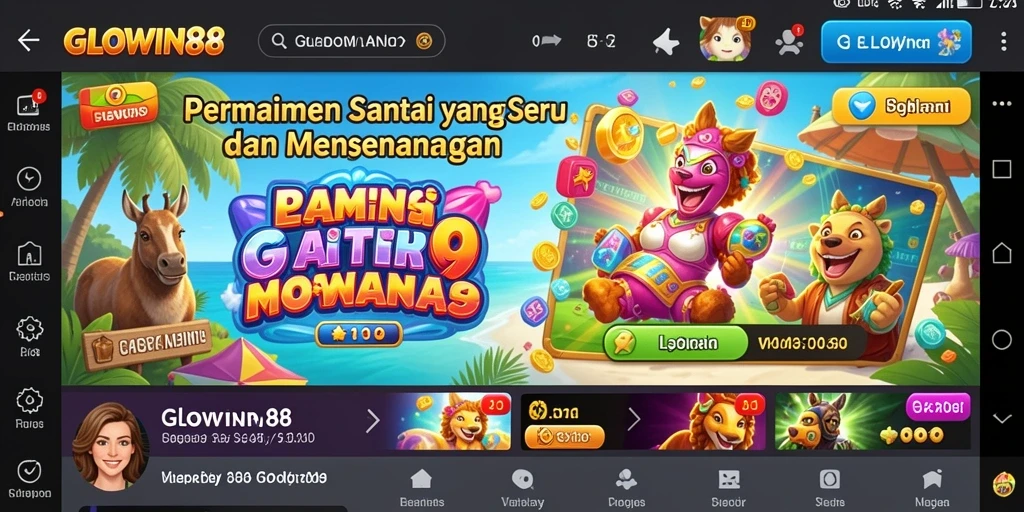 Tampilan gameplay GLOWIN88 yang ceria dan menghibur.