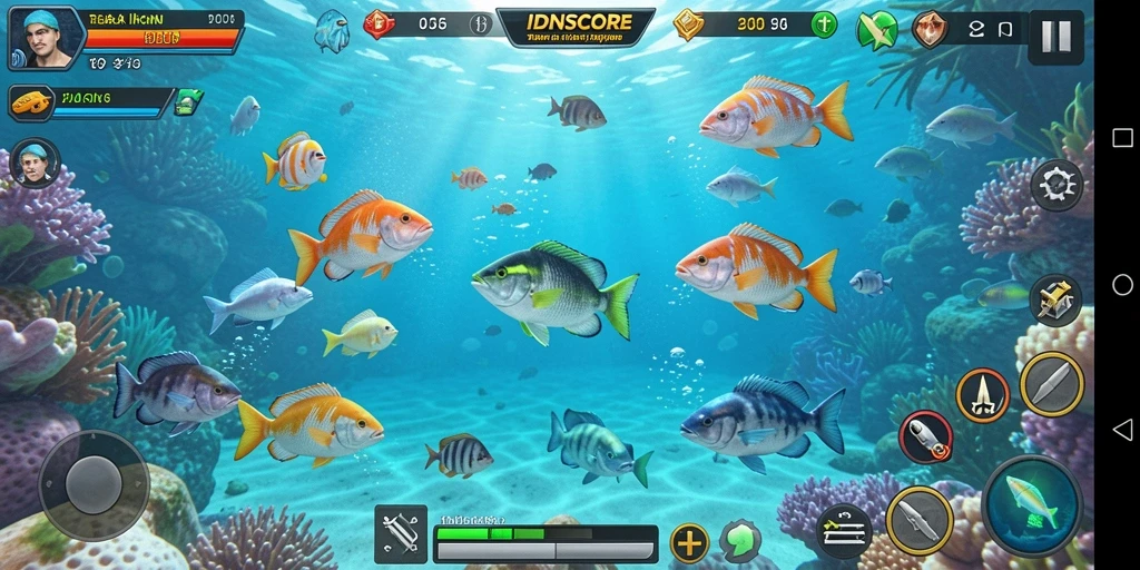 Tampilan gameplay Tembak Ikan yang menawan dengan aksi menembak ikan.