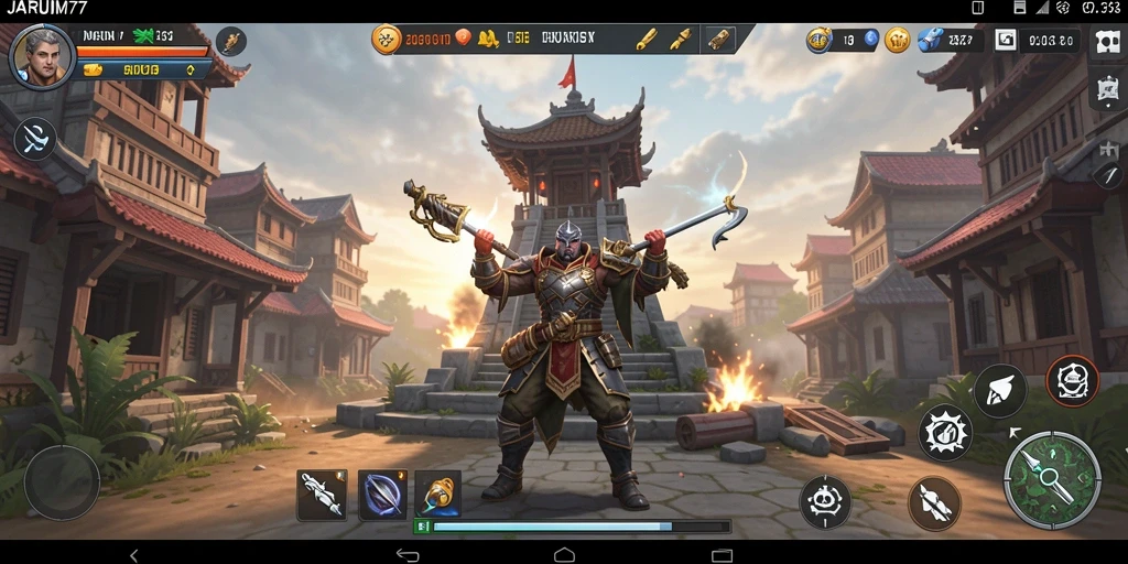 Screenshot utama JARUM77 menampilkan aksi seru dalam strategi Tower Defense.