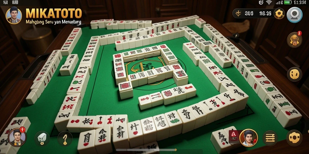 Screenshot gameplay MIKATOTO menunjukkan tantangan Mahjong yang menarik.