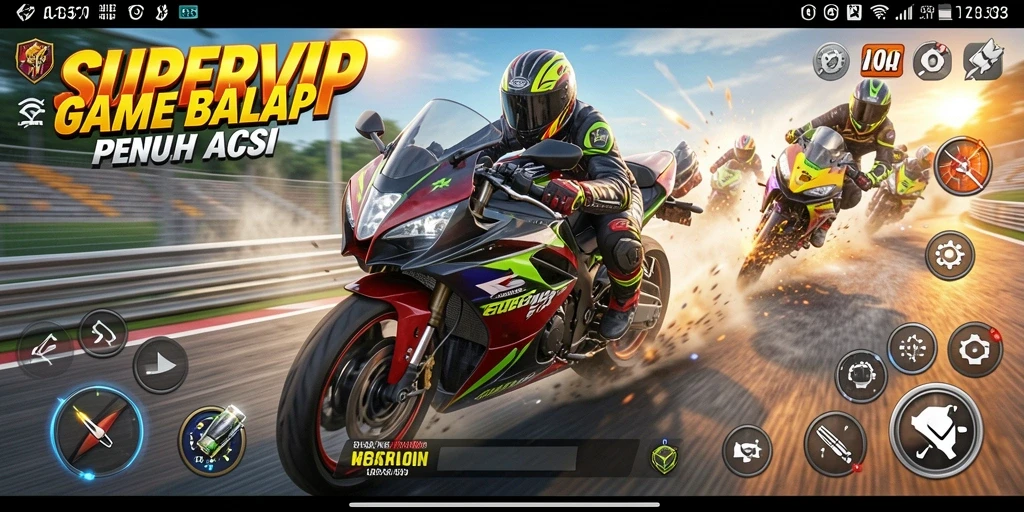 Gameplay menarik dari SUPERVIP dengan balapan motor yang seru.