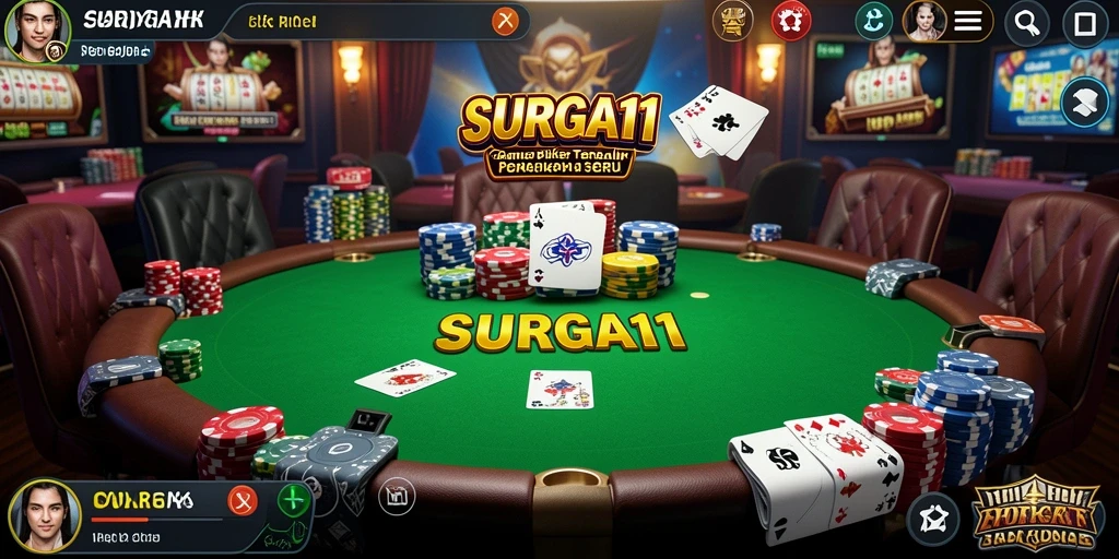 Tampak gameplay menarik di meja Poker SURGA11.